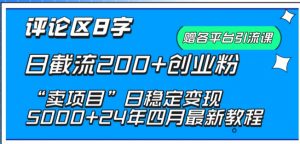 抖音评论区8字日截流200+创业粉 “卖项目”日稳定变现5000+【揭秘】-虚拟资源库