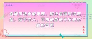 直播带货全域电商,解决直播间没流量,留不住人,亏米送都送不出去的尴尬局面-虚拟资源库