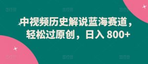 中视频历史解说蓝海赛道，轻松过原创，日入 800+【揭秘】-虚拟资源库