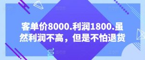 客单价8000.利润1800.虽然利润不高,但是不怕退货【付费文章】-虚拟资源库