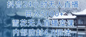 抖音24小时无人直播 日入5000+,雪花无人直播卖课,内部防封4.0玩法【揭秘】-虚拟资源库