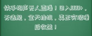 快手相声无人直播,日入1000+,无违规,全天挂机,真正实现睡后收益【揭秘】-虚拟资源库