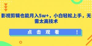 影视剪辑也能月入5w+，小白轻松上手，无需太高技术【揭秘】-虚拟资源库