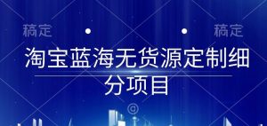 淘宝蓝海无货源定制细分项目，从0到起店实操全流程【揭秘】-虚拟资源库