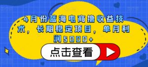 4月份蓝海电商撸收益技术，长期稳定项目，单月利润5000+【揭秘】-虚拟资源库