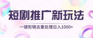短剧推广新玩法，不剪辑，工具助力一键过原创，日入1000+【揭秘】-虚拟资源库