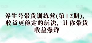 养生号带货训练营(第12期)，收益更稳定的玩法，让你带货收益爆炸-虚拟资源库