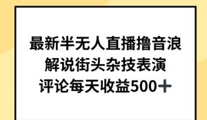 最新半无人直播撸音浪，解说街头杂技表演，平均每天收益500+【揭秘】-虚拟资源库