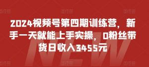 2024视频号第四期训练营,新手一天就能上手实操,0粉丝带货日收入3455元-虚拟资源库
