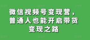 微信视频号变现营，普通人也能开启带货变现之路-虚拟资源库