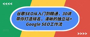 谷歌SEO从入门到精通,30讲带你打造排名,清晰的独立站+Google SEO工作流-虚拟资源库