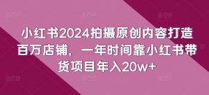 小红书2024拍摄原创内容打造百万店铺，一年时间靠小红书带货项目年入20w+-虚拟资源库