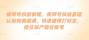 视频号投放教程，​视频号投放基础认知完善疏通，快速建模打标签，稳住投产稳住账号-虚拟资源库