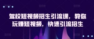 驾校短视频招生引流课,教你玩赚短视频,快速引流招生-虚拟资源库