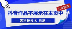 抖音黑科技:抖音作品不展示在主页中【揭秘】-虚拟资源库