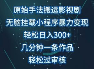 原始手法影视搬运，无脑搬运影视剧，单日收入300+，操作简单，几分钟生成一条视频，轻松过审核【揭秘】-虚拟资源库