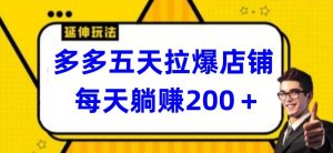 多多五天拉爆店铺，每天躺赚200+【揭秘】-虚拟资源库