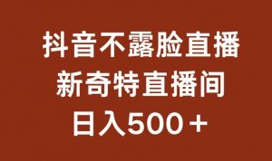 不露脸挂机直播，新奇特直播间，日入500+【揭秘】-虚拟资源库