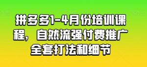 拼多多1-4月份培训课程,自然流强付费推广全套打法和细节-虚拟资源库
