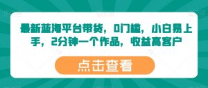 最新蓝海平台带货,0门槛,小白易上手,2分钟一个作品,收益高【揭秘】-虚拟资源库