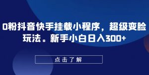 0粉抖音快手挂载小程序，超级变脸玩法，新手小白日入300+【揭秘】-虚拟资源库