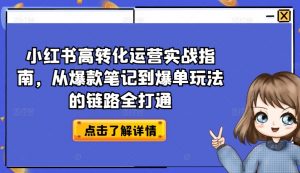 小红书高转化运营实战指南，从爆款笔记到爆单玩法的链路全打通-虚拟资源库