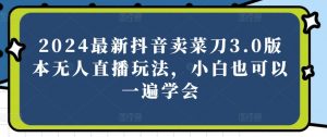 2024最新抖音卖菜刀3.0版本无人直播玩法，小白也可以一遍学会【揭秘】-虚拟资源库