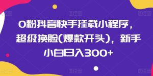 0粉抖音快手挂载小程序，超级换脸(爆款开头)，新手小白日入300+【揭秘】-虚拟资源库
