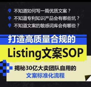 打造高质量合规的Listing文案SOP，掌握亚马逊文案工作的标准化-虚拟资源库