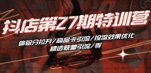 抖音小店·第27期特训营 体验分拉升/商品卡引流/投流效果优化/精选联盟引流/等-虚拟资源库