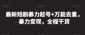 最新短剧暴力起号+万能去重,暴力变现,全程干货【揭秘】-虚拟资源库