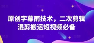 原创字幕雨技术，二次剪辑混剪搬运短视频必备【揭秘】-虚拟资源库