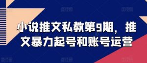 小说推文私教第9期，推文暴力起号和账号运营-虚拟资源库