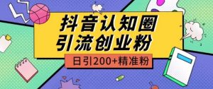 外面收费3980抖音认知圈引流创业粉玩法日引200+精准粉【揭秘】-虚拟资源库