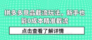 拼多多竞品截流玩法，新手也能0成本精准截流-虚拟资源库