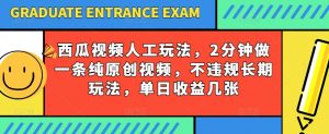 西瓜视频写字玩法，2分钟做一条纯原创视频，不违规长期玩法，单日收益几张-虚拟资源库