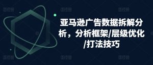 亚马逊广告数据拆解分析，分析框架/层级优化/打法技巧-虚拟资源库