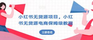 小红书无货源项目，小红书无货源电商保姆级教程【揭秘】-虚拟资源库