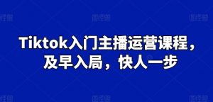 Tiktok入门主播运营课程，及早入局，快人一步-虚拟资源库