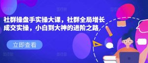 社群操盘手实操大课,社群全局增长成交实操,小白到大神的进阶之路-虚拟资源库