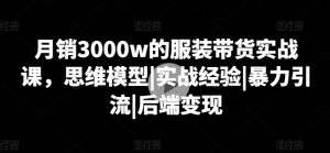 月销3000w的服装带货实战课，思维模型|实战经验|暴力引流|后端变现-虚拟资源库