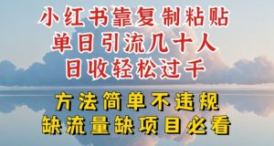 小红书靠复制粘贴单日引流几十人目收轻松过千，方法简单不违规【揭秘】-虚拟资源库
