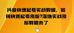 抖音快速起号实战教程，如何快速起号涨粉?落地实战涨粉教程来了-虚拟资源库
