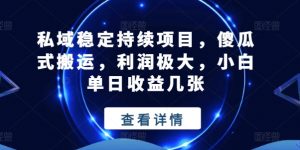 私域稳定持续项目，傻瓜式搬运，利润极大，小白单日收益几张【揭秘】-虚拟资源库