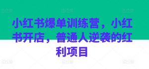 小红书爆单训练营，小红书开店，普通人逆袭的红利项目-虚拟资源库