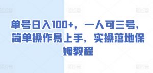 单号日入100+，一人可三号，简单操作易上手，实操落地保姆教程【揭秘】-虚拟资源库