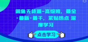 闲鱼无货源-高级班，最全·最新·最干，紧贴热点 深度学习-虚拟资源库