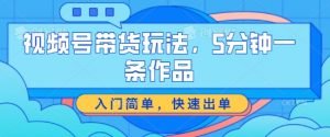 视频号带货玩法，5分钟一条作品，入门简单，快速出单【揭秘】-虚拟资源库