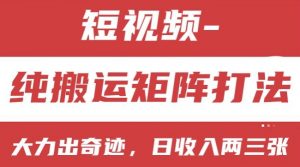 短视频分成计划，纯搬运矩阵打法，大力出奇迹，小白无脑上手，日收入两三张【揭秘】-虚拟资源库