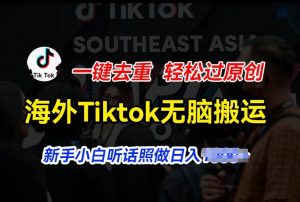 海外Tiktok短视频无脑搬运，一键去重轻松过原创，新手小白听话照做日入几张【揭秘】-虚拟资源库